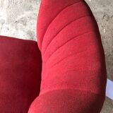 Vintage red cocktail armchair with compass feet