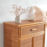 Vintage rattan sideboard from the 1970s.