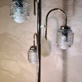 Chrome gold floor lamp 1960 has 70 molded glass shade 166x40