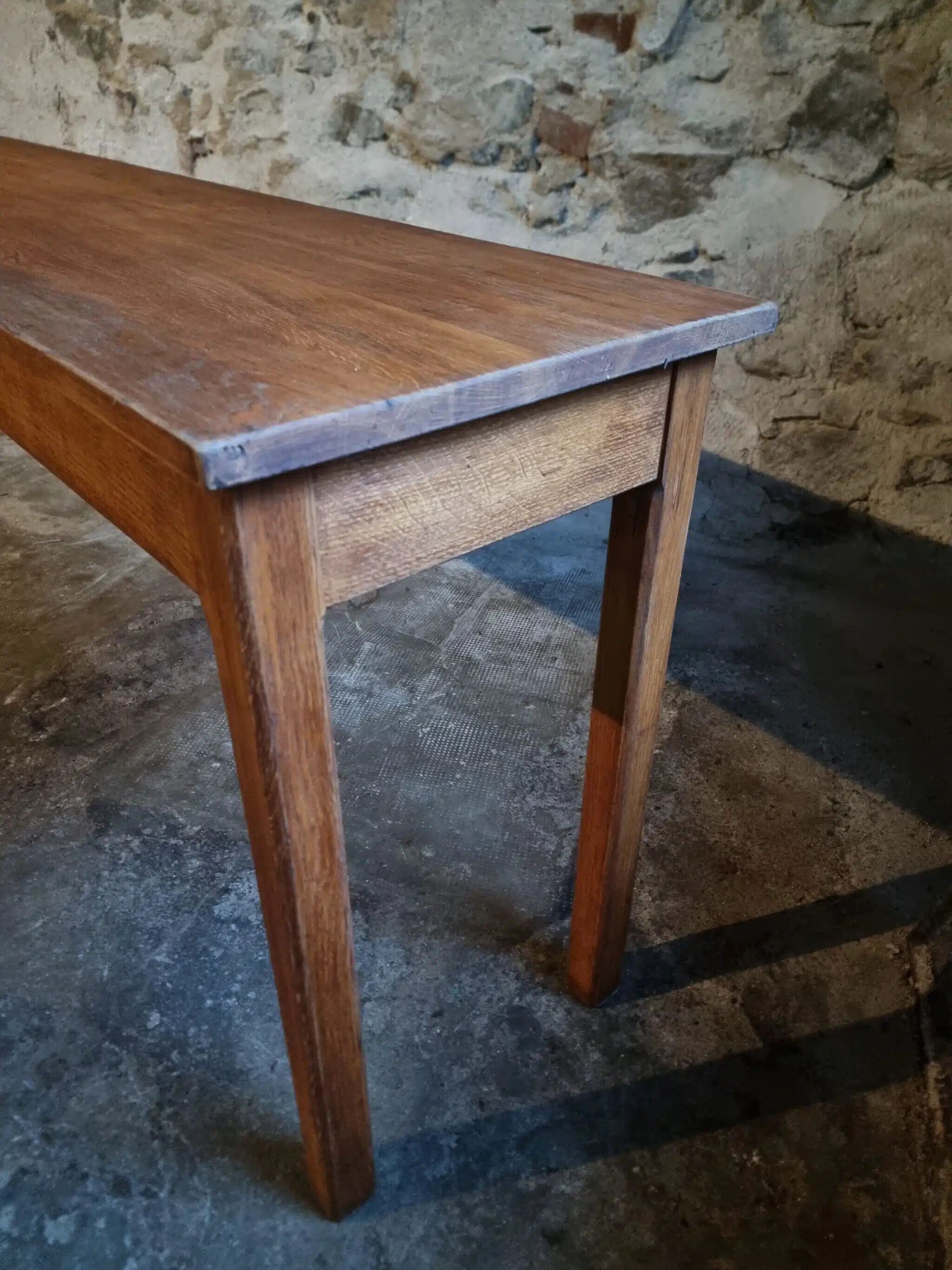 Vintage oak work table / hospital workshop side table, France, 1950s