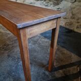 Vintage oak work table / hospital workshop side table, France, 1950s