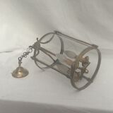 Brass lantern and vintage glass electrification in working condition dimension H-60x diameter -20.5