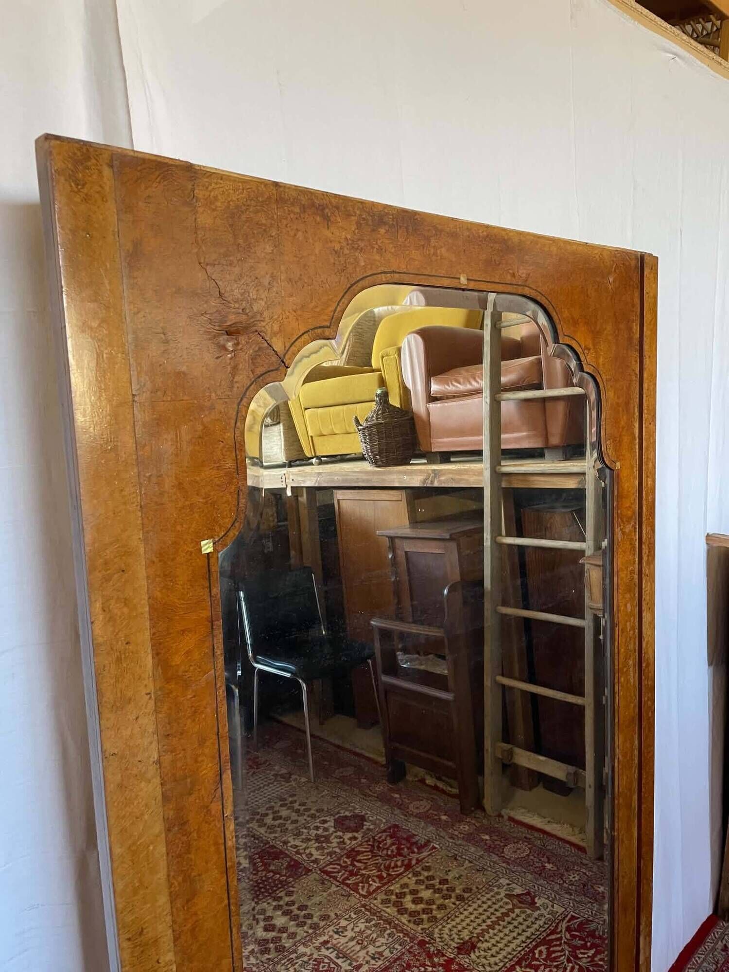 Large antique mirror in wood burl and mother-of-pearl – Art Deco style