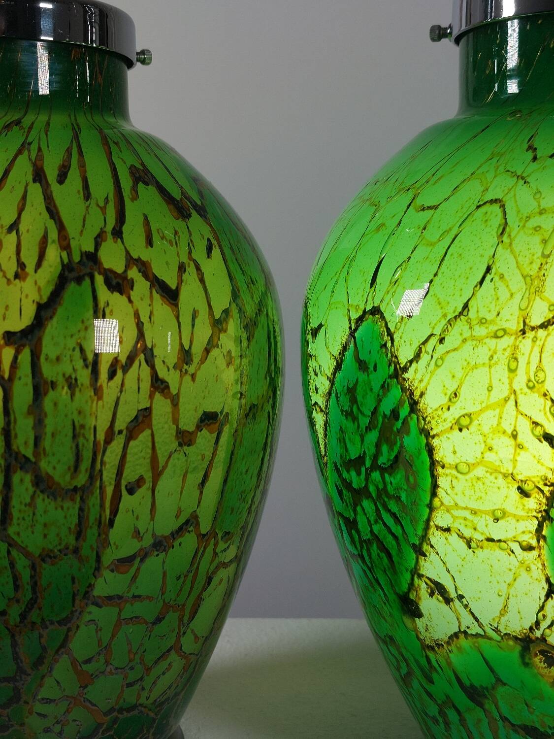 Pair of chrome glass table lamps Ikora WMF Art Deco Karl Wiedmann 1930