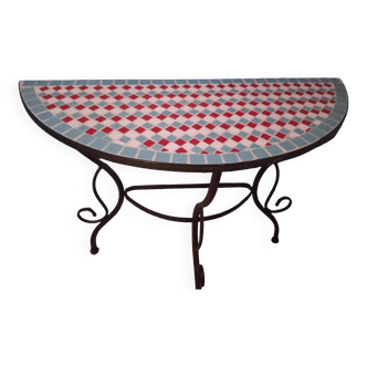 Mosaic and wrought iron console