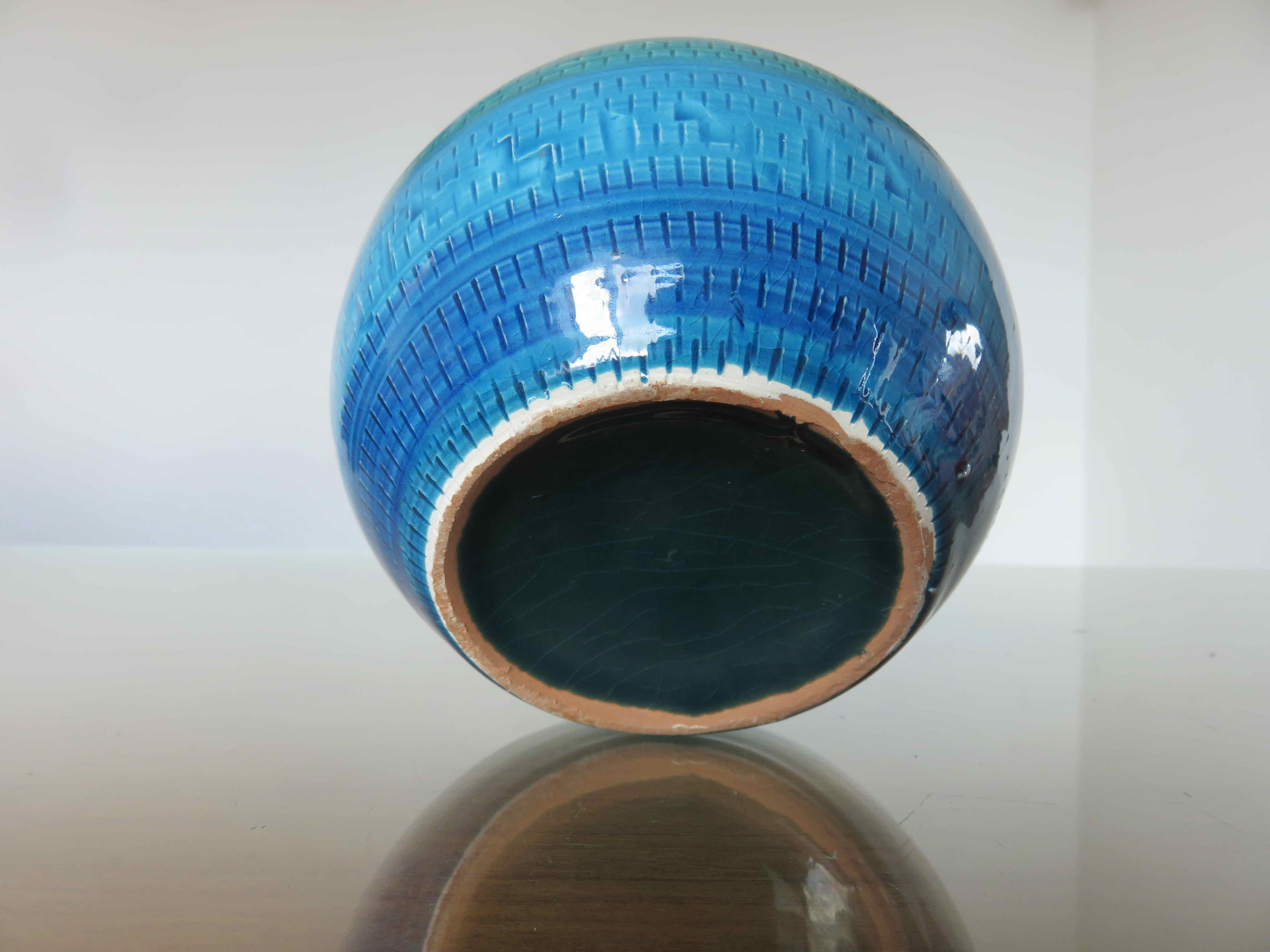 Vase Aldo Londi pour Bitossi en céramique Rimini blue
