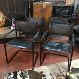 Set of 4 leather armchairs