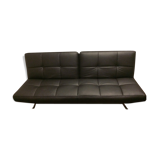 Canapé-lit vintage "Smala" noir en cuir ajustable par Pascal Mourgue pour Ligne Roset