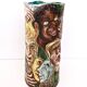 Unique Vintage Hand-Painted Vase with Faces Ascribable to Tullio d'Albisola