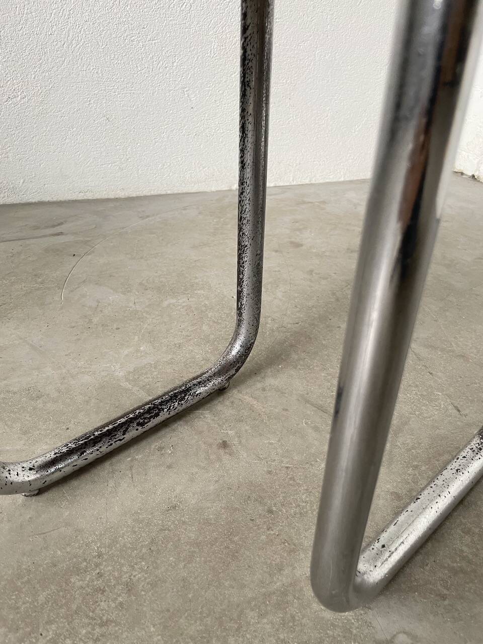 Sellette console art déco Bauhaus bois et chrome