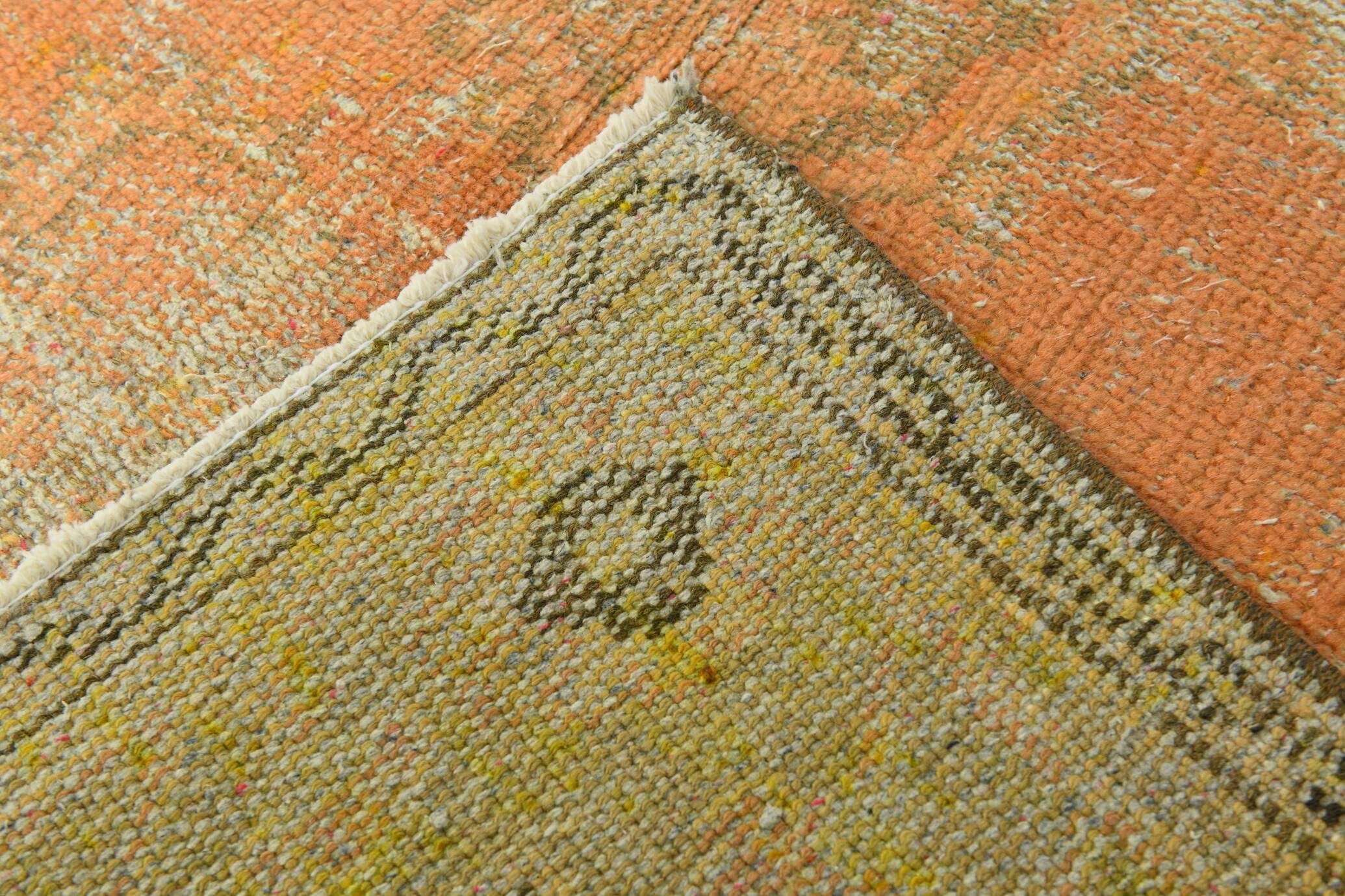 6x9 Shades Of Peach Orange Handmade Wool Oriental Turkish Rug, 180x286Cm