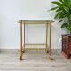 Desserte range vinyles vintage laiton et verre
