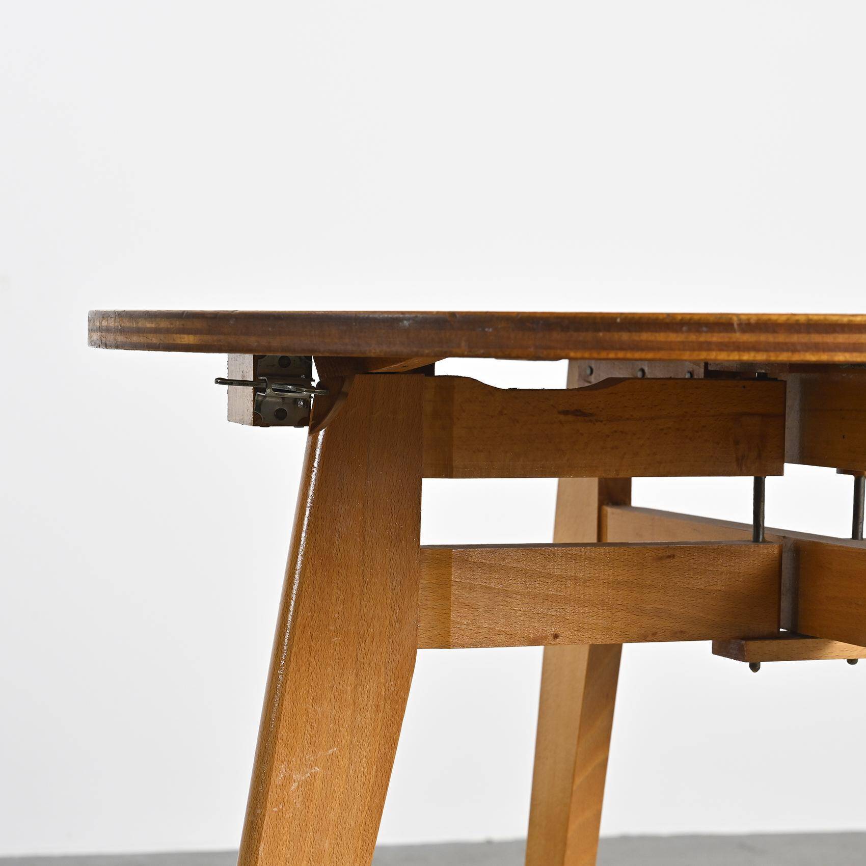 Beech dining table, France, circa 1960
