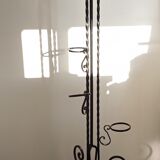 Twisted wrought iron floor lamp with plant holders from the 50s and 60s