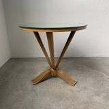 Art deco mirror pedestal table in walnut 1930