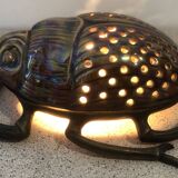Zoomorphic scarab lamp in glazed ceramic