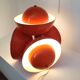 Living room lamp with 4 lights in orange color lacquered metal circa 1970