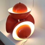 Living room lamp with 4 lights in orange color lacquered metal circa 1970