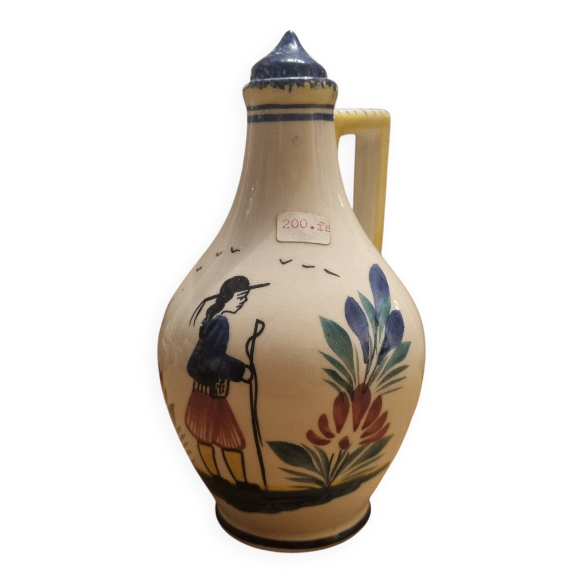 Glazed ceramic vinegar jug Pichet Vinaigrier HB Henriot Quimper