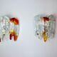 Paire d'appliques verre de Murano orange, Italie, 1960
