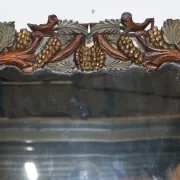 Vintage Black Heavily Carved Wooden Forest Wall Mirror