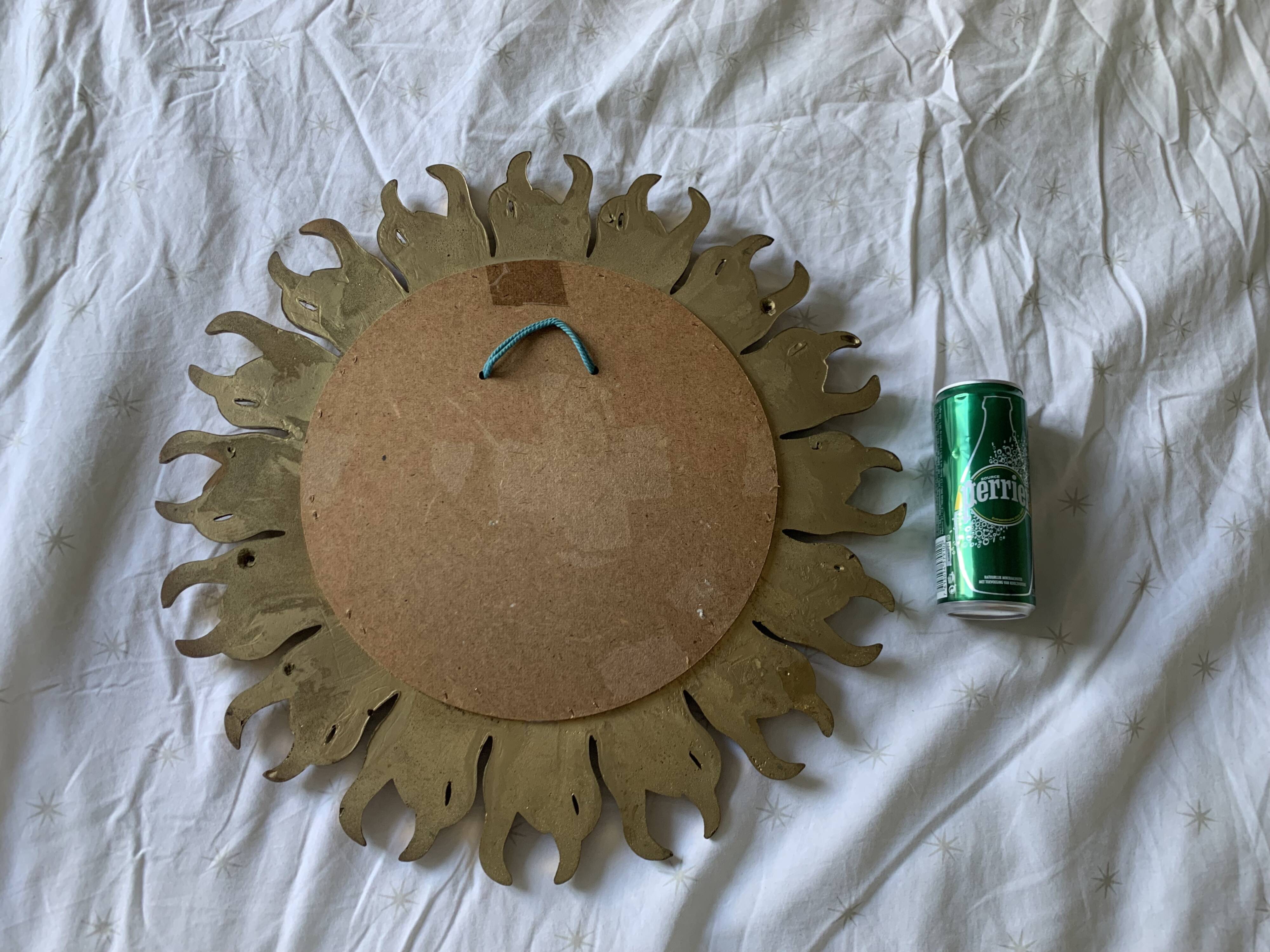 Vintage 1960 sun mirror witch's eye gold convex - 48 cm