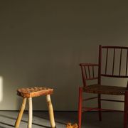Modern Danish handmade organic wood tripod stool Wabi Sabi, 1960s