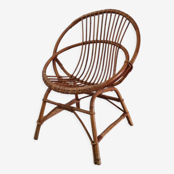 Vintage rattan shell armchair for adults