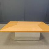 Vintage hidden bar coffee table by Paul michel in ash wood, 1970s