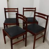 Lot of 4 chairs wood and skai