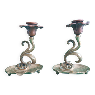 Paire de bougeoirs art nouveau