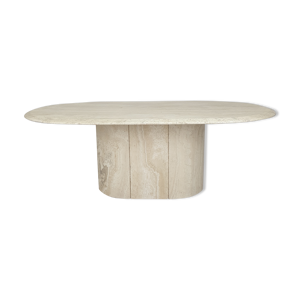 table basse ovale italienne en travertin, 1984