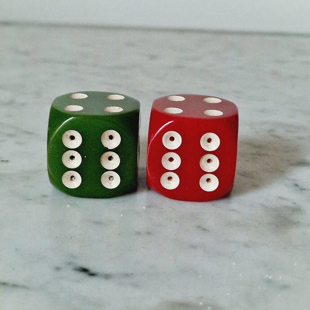 Vintage salt and pepper shaker dice in bakelite