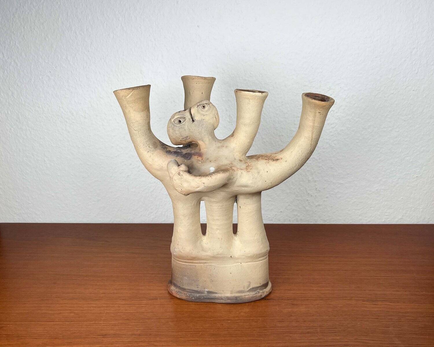 German Studio Pottery Sculptural Candleholder from Hans Fischer, 1980s
