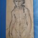 Study of a female nude in charcoal and sanguine, first half of the 20th century