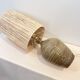 XXL Vintage Lamp Base in Beige Brown Stoneware with Raffia Lampshade 1970