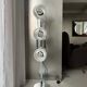 Vintage Italian Floor Lamp in Chromed Metal and Glass with Three Faded Shades