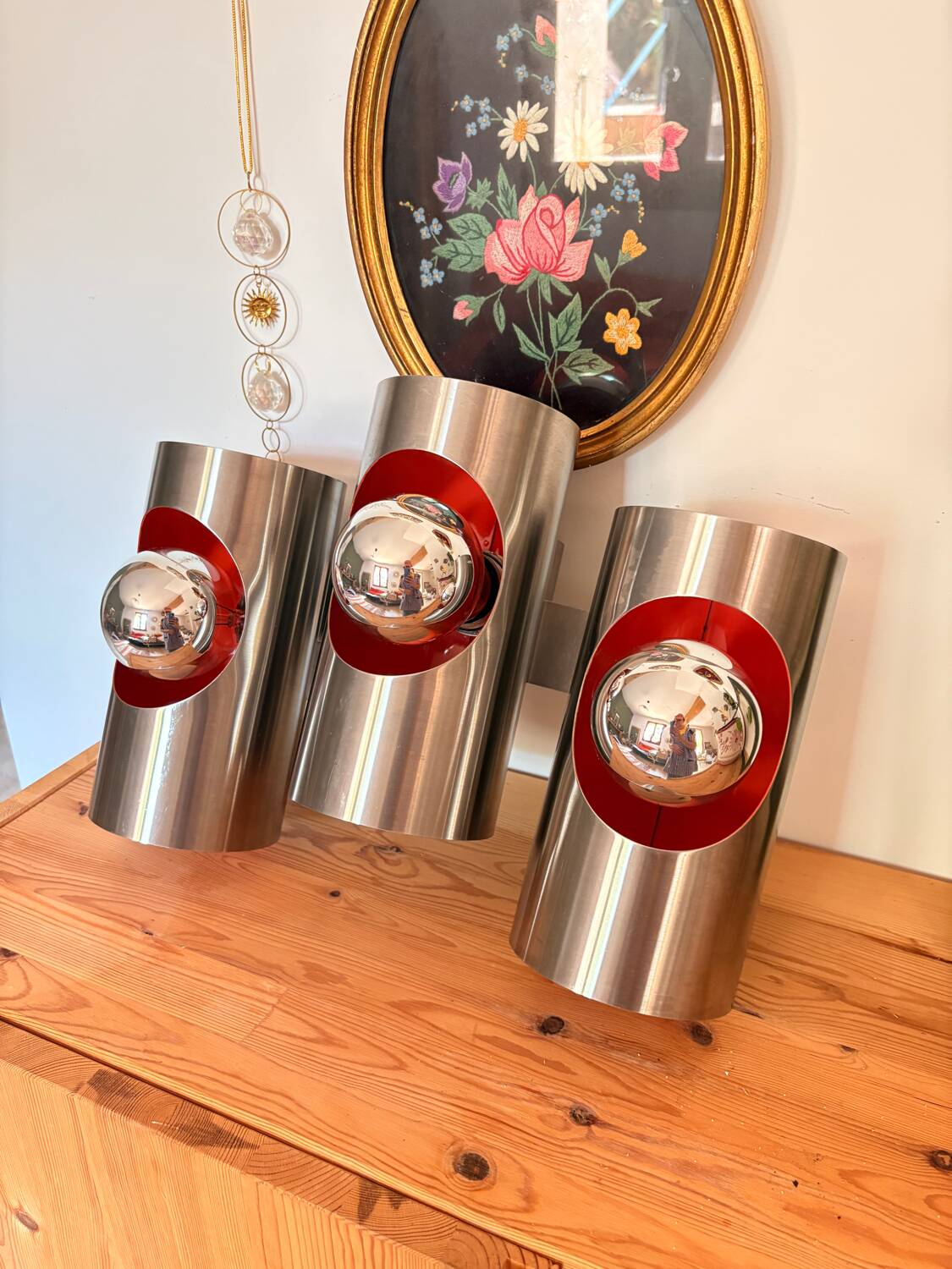 Vintage Triple UFO Orange Wall Light – Oxar 70s