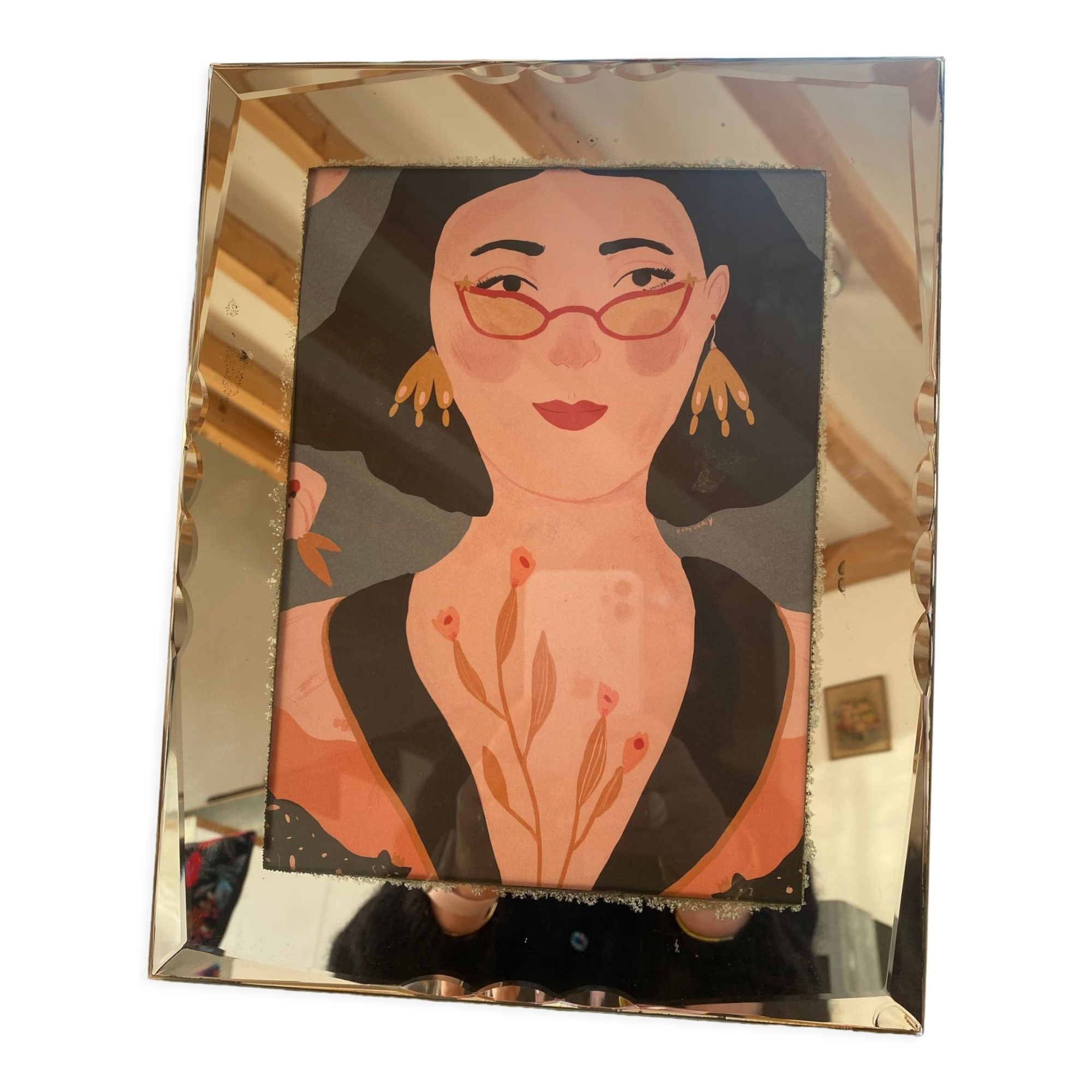 Vintage beveled mirror frame