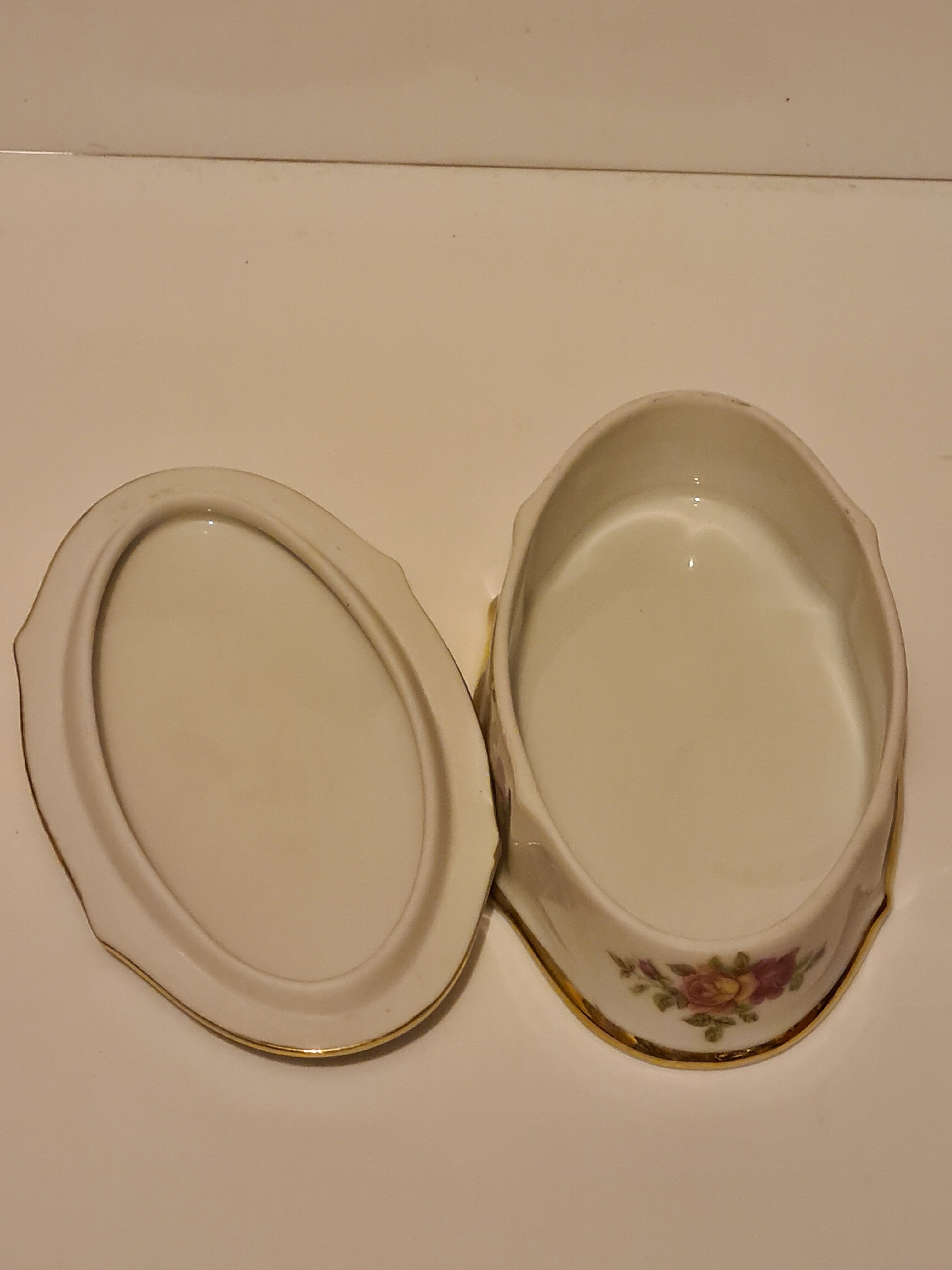 Limoges Porcelain Box H.T. floral décor