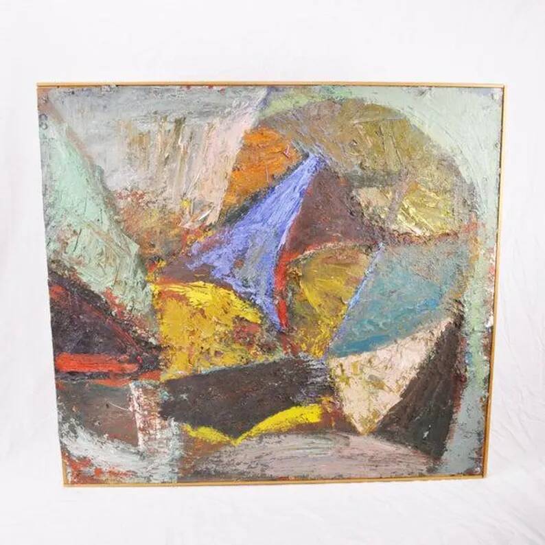 Large Original Swedish Oil on Canvas - "Irritation" by Christina Olivecrona - Signed - Vintage and Framed - 100 × 93 cm (39.4" × 36.6")
