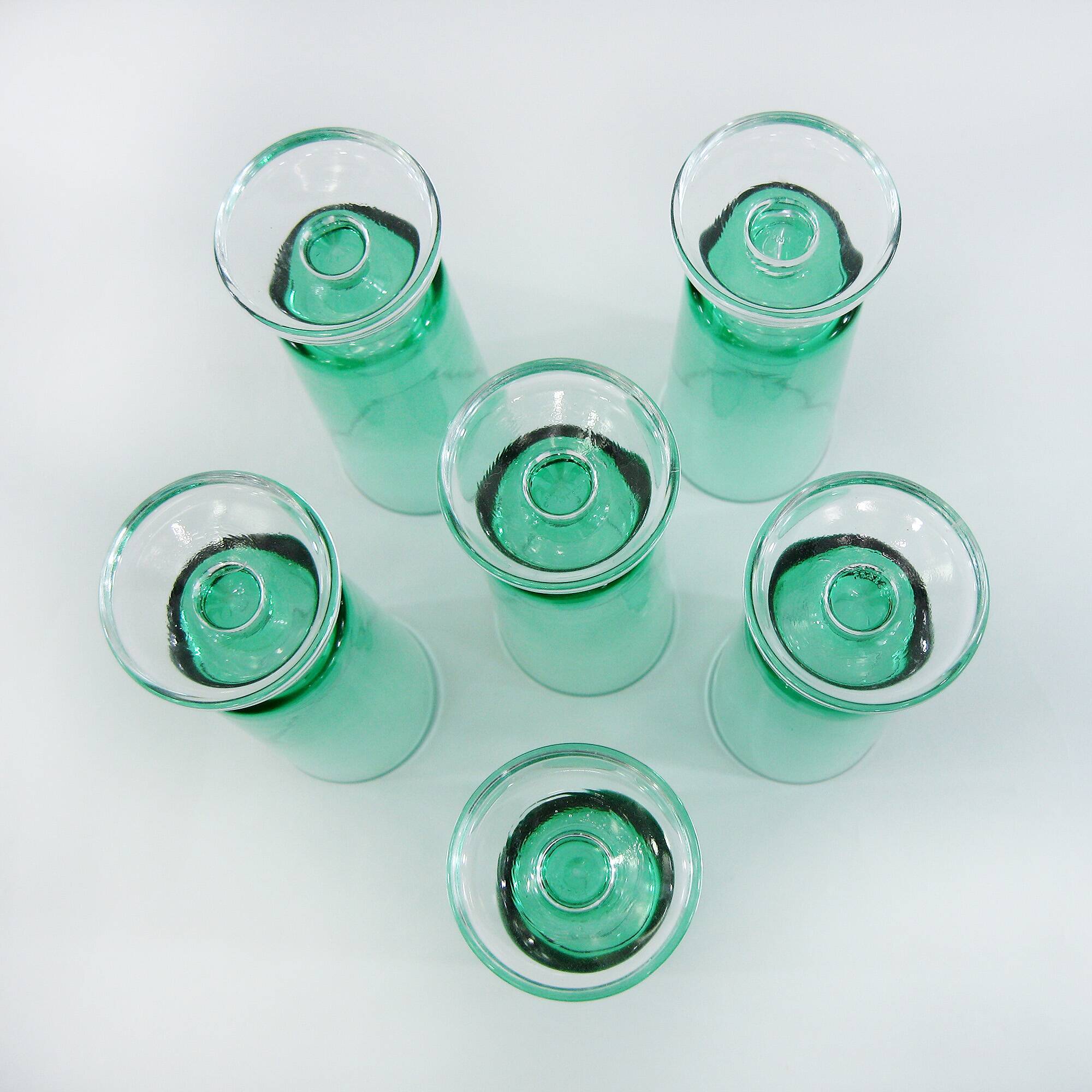 6 vintage mint green champagne flutes - Luminarc Arcoroc France