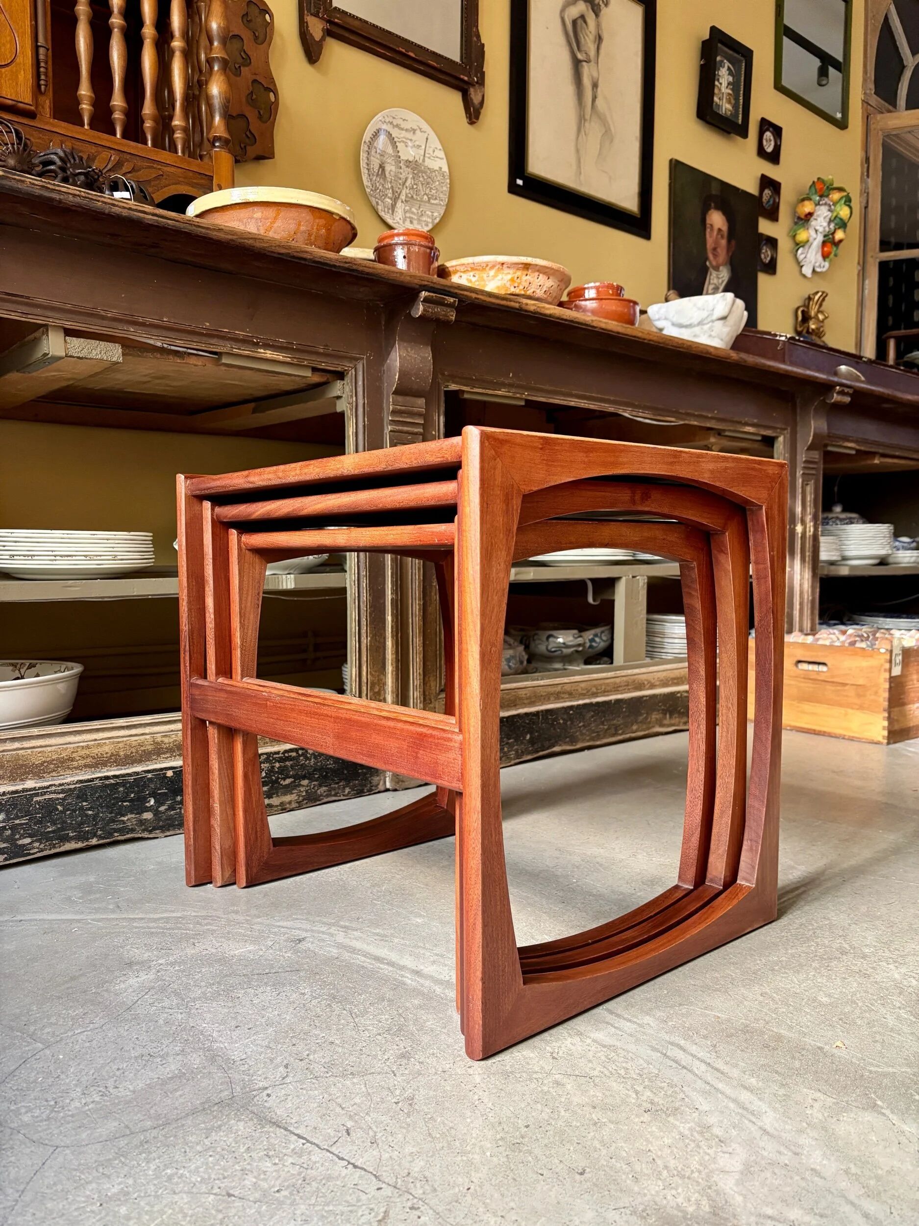 3 nesting coffee tables GPLAN model Quadrille in teak