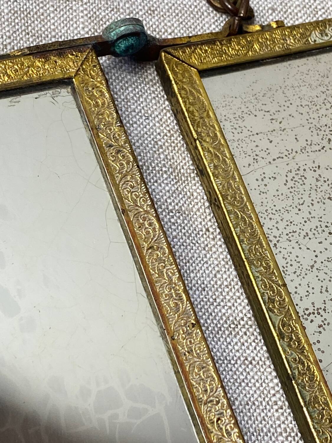 Vintage barber triptych mirror