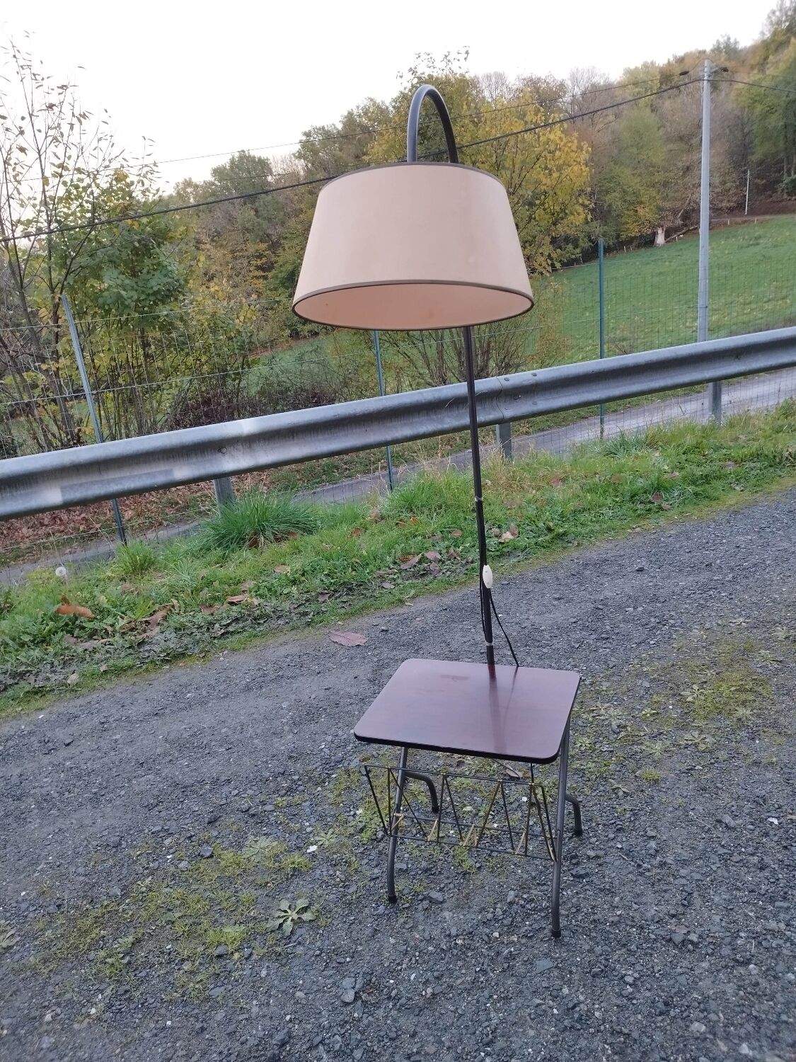 Floor lamp of the 50s magazine holder and tablet reader lamp formica