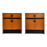 Pair of bedside table in teak and black lacquer design 60s