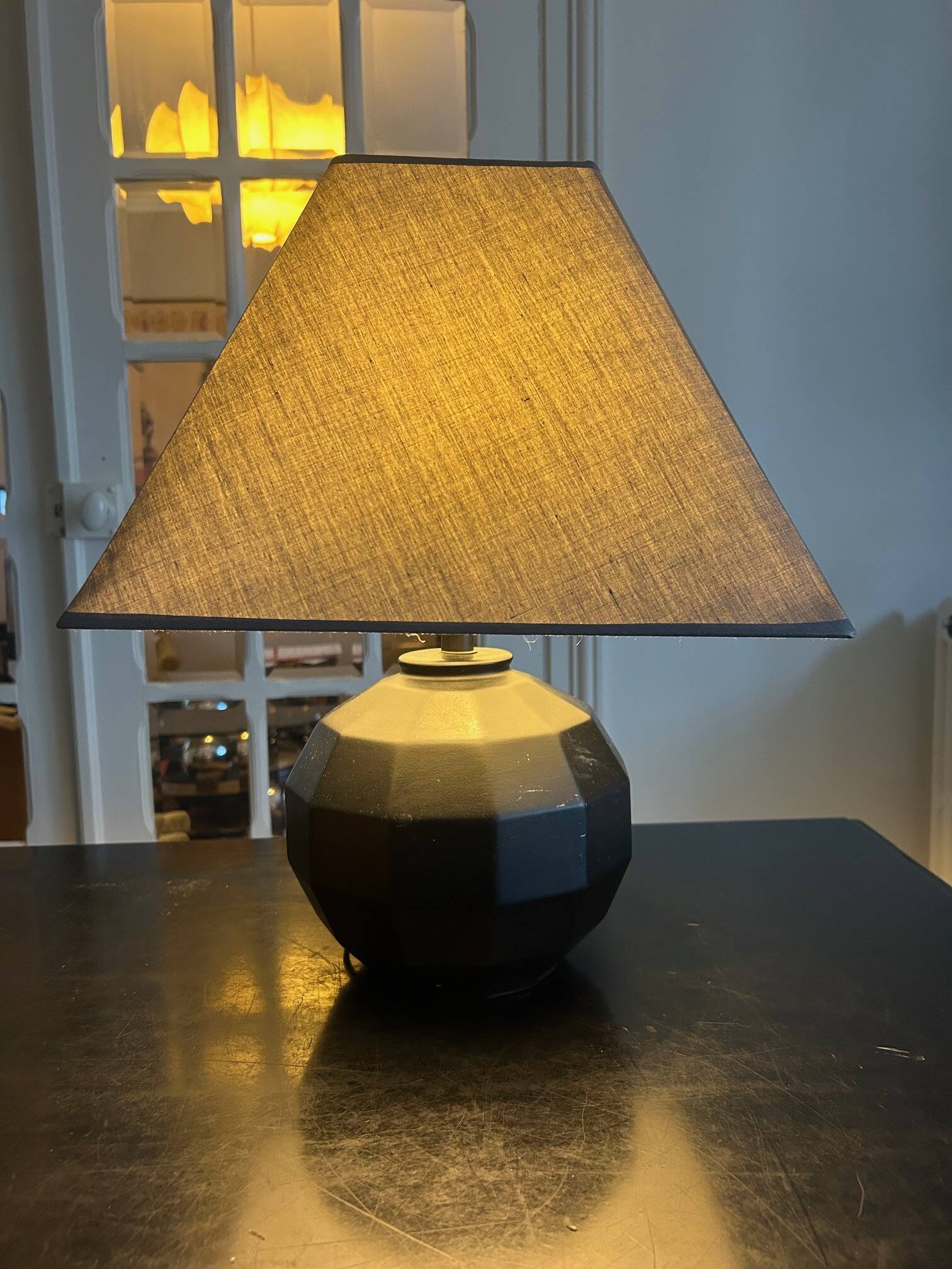 black ceramic lamp from the 80s
