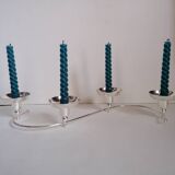 4-light silver metal candle holder