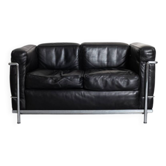 LC2 Two-Seater Sofa in Leather by Le Corbusier & Pierre Jeanneret