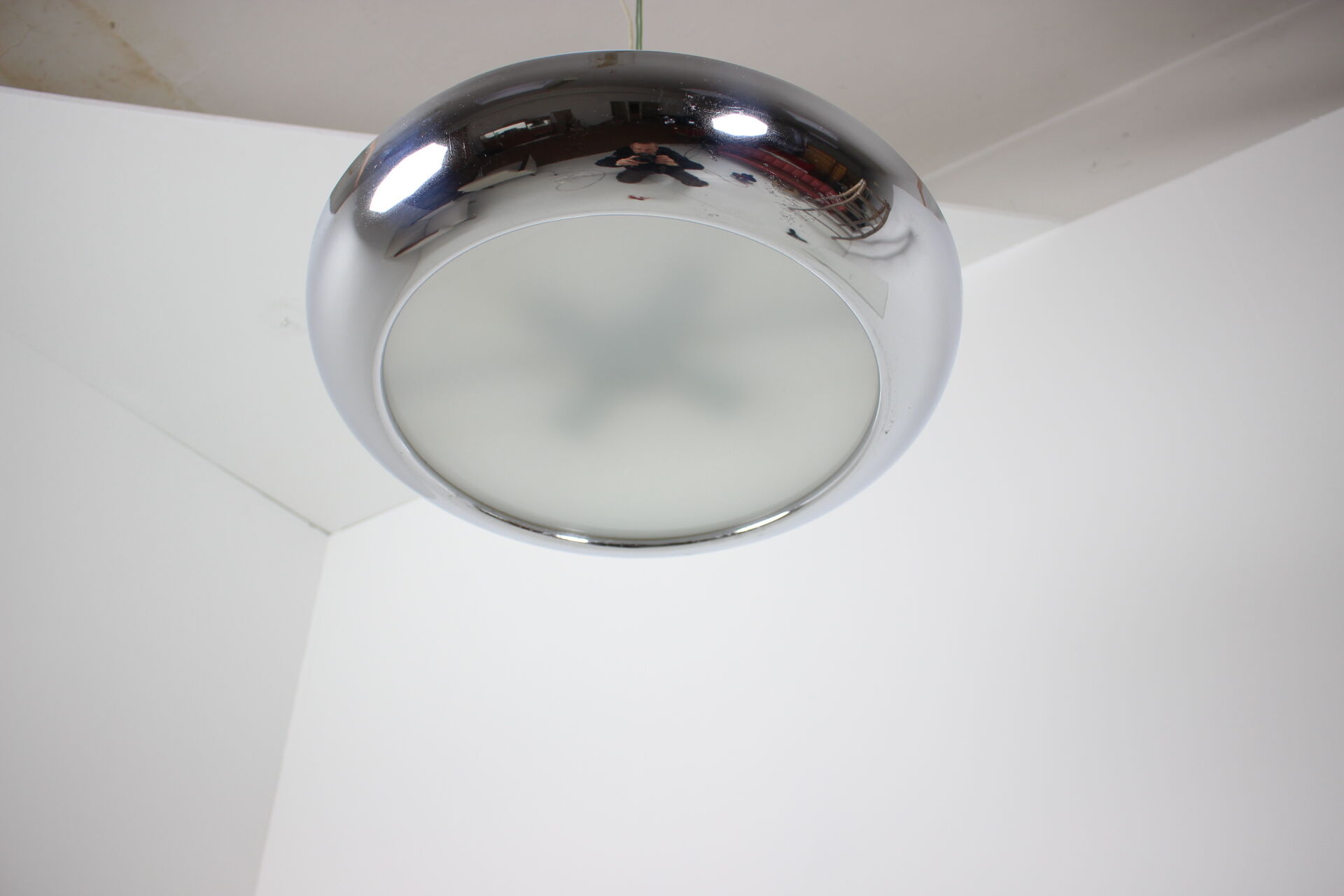 Functionalist chrome Pendant UFO by Josef Hurka for Napako, 1930s